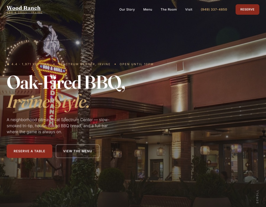 BBQ Restaurant website by Lightning Labs.