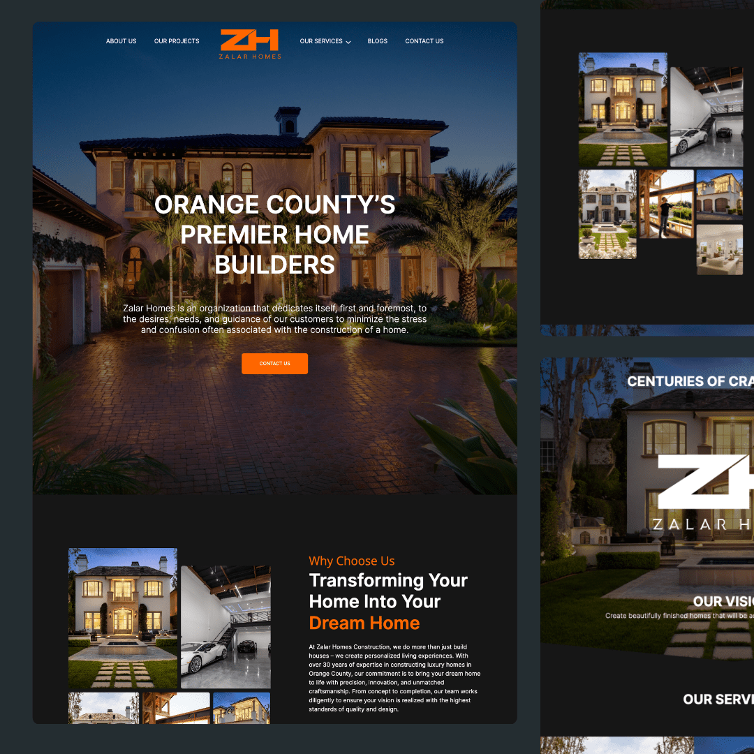 ZH Construction website by Lightning Labs.